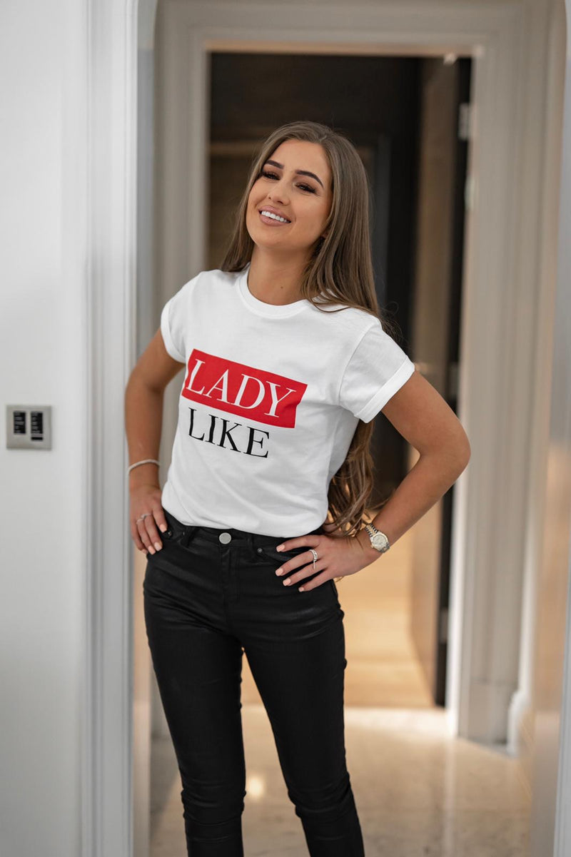 LADY LIKE - RED SLOGAN T SHIRT CT079