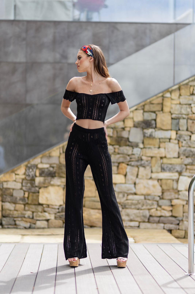 'AYLA' Knitted Co ord Crop top Black - CTJ007