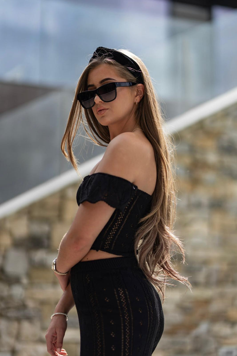 'AYLA' Knitted Co ord Crop top Black - CTJ007