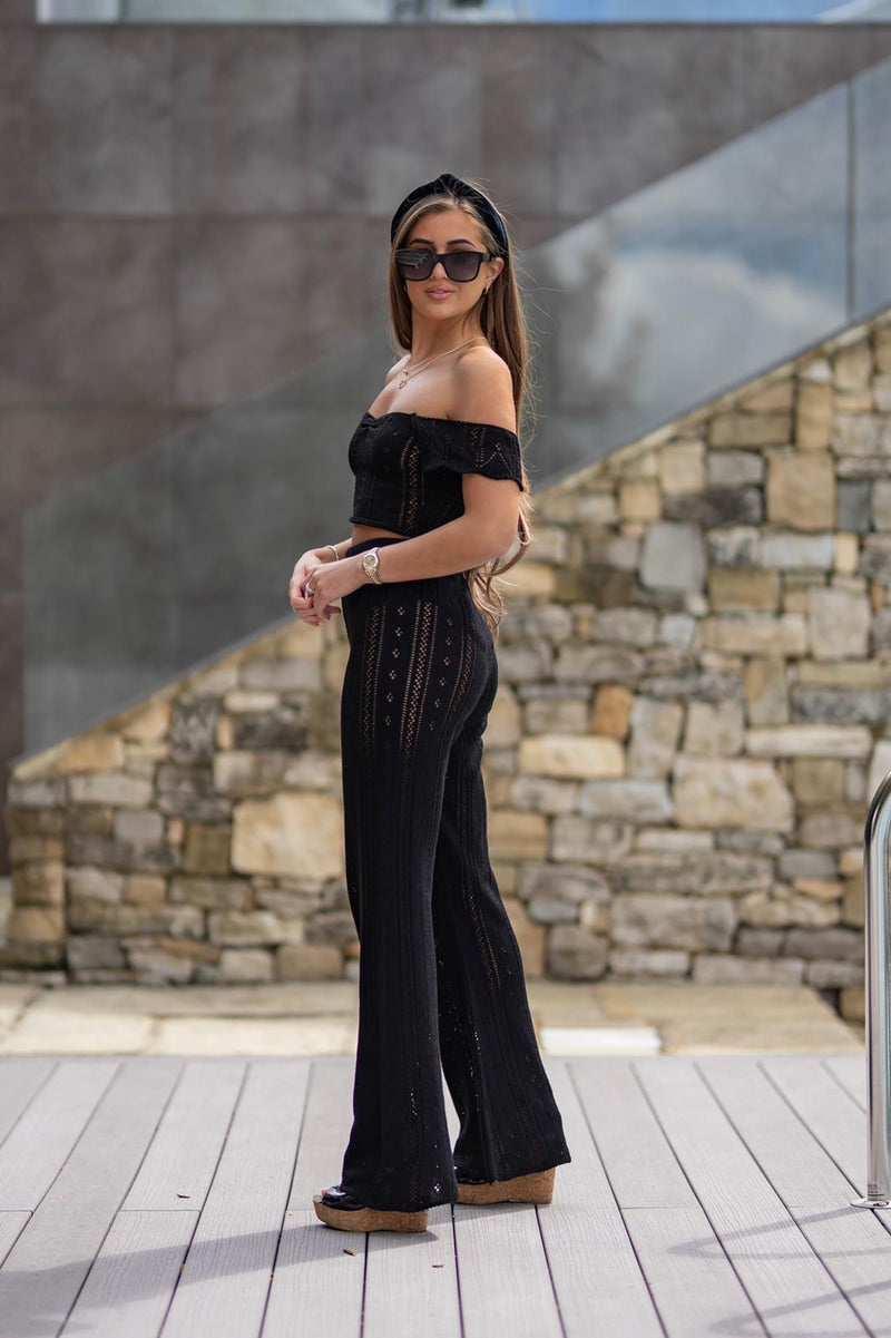 'AYLA' Knitted Co ord Crop top Black - CTJ007